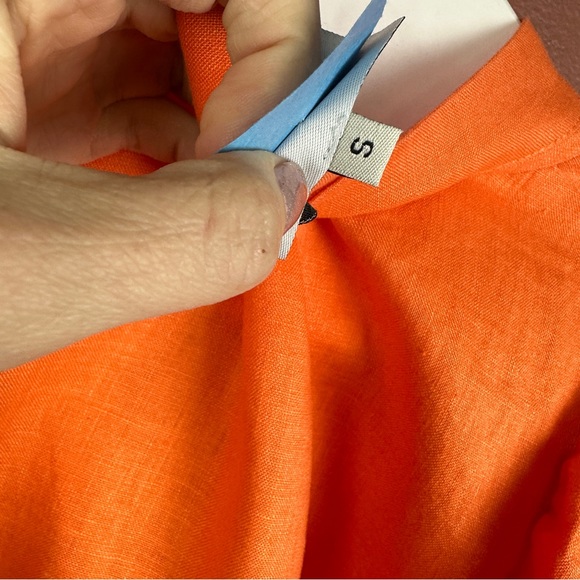 LaRoque Originals orange ruffle 100% linen blouse size small - Picture 8 of 8